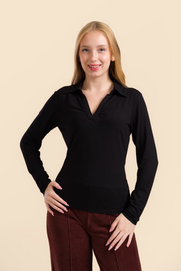 SUZY TOP LONG SLEEVE ECOVERO PLAIN BLACK