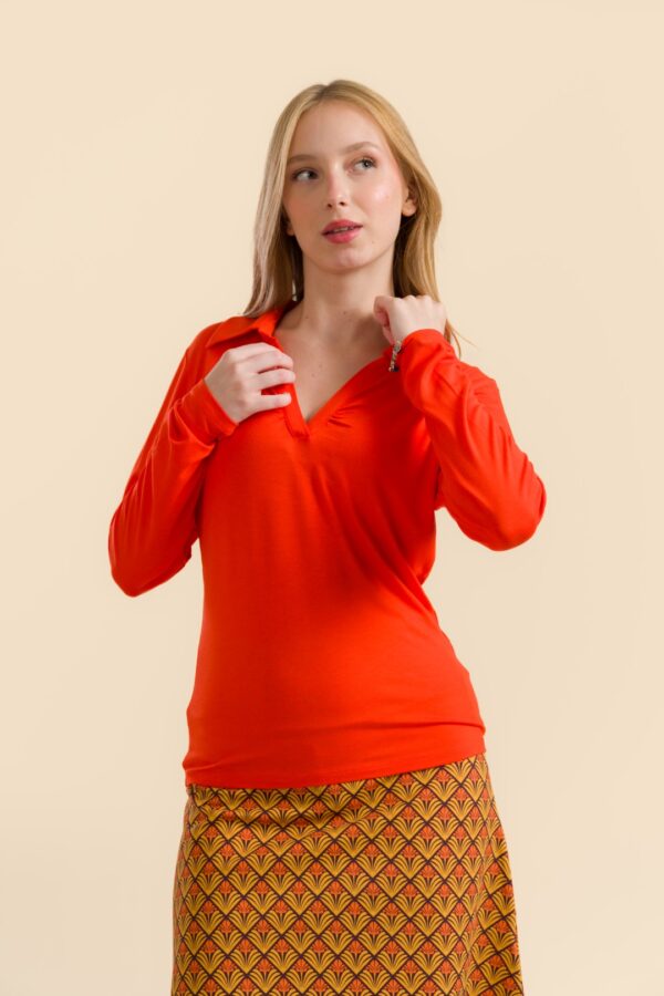 SUZY TOP LONG SLEEVE ECOVERO PLAIN RED