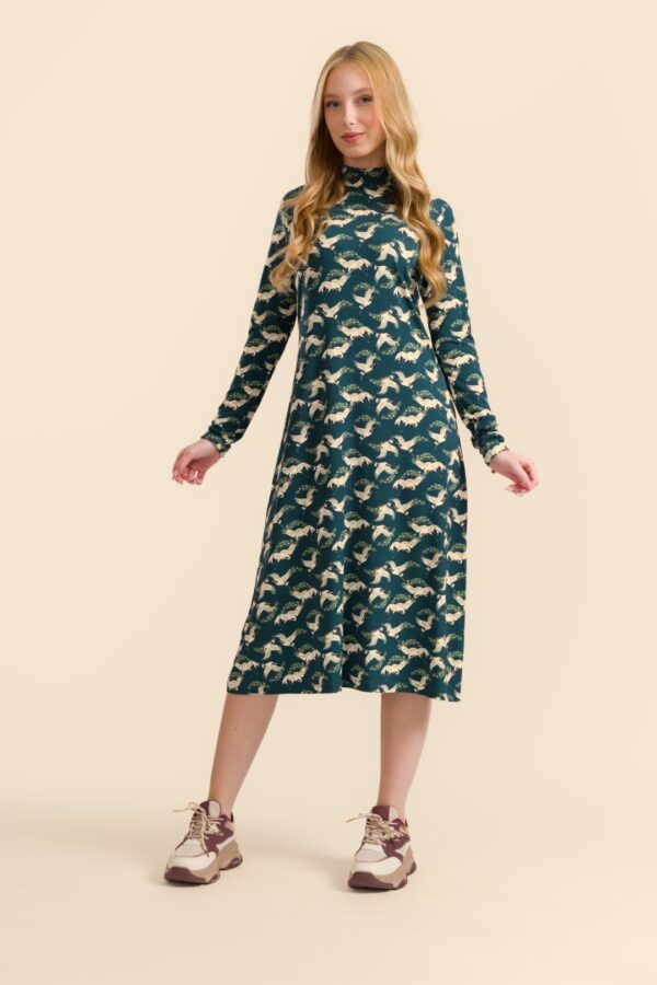 WILLOW DRESS CRANE DANCE PETROL