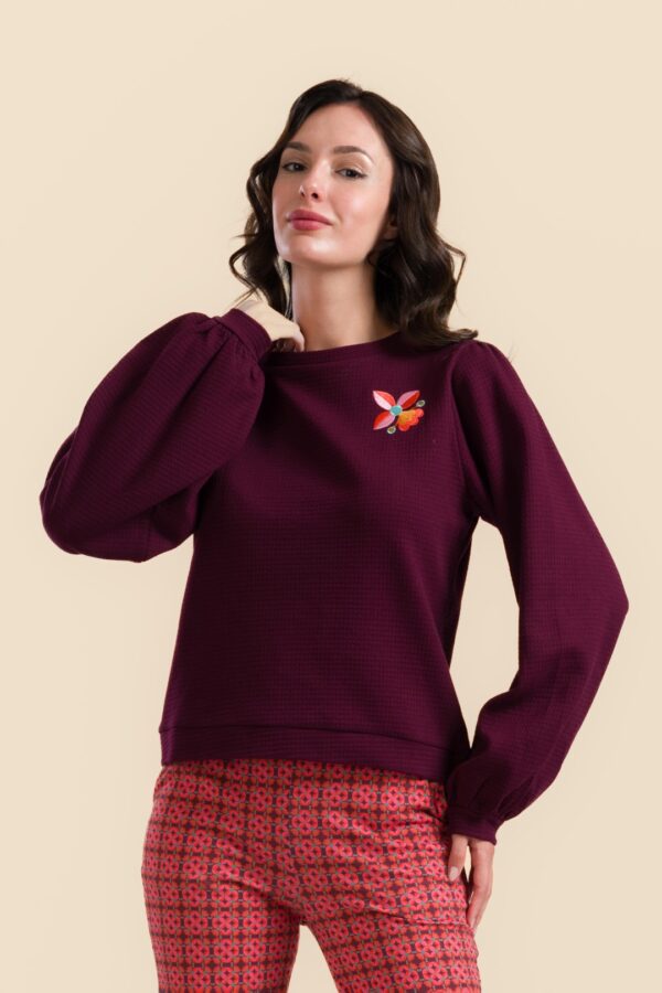 CATHY TOP WAFFLE BORDEAUX