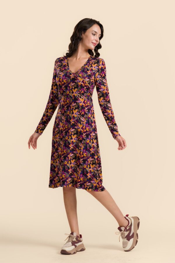 CHRISSY CROSS DRESS BRIGHT AUTUMN FLOWERS